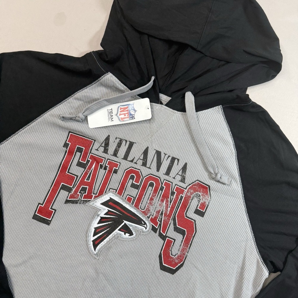 Atlanta Falcons NFL Team Apparel Thermal Hoodie Shirt Gray Black XL